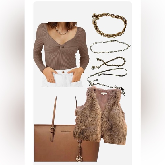 Michael Kors Tan Leather Tote Quinn-FLAW - Picture 8 of 8